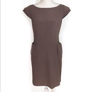 Taupe Gray Size 4 Sheath Dress Andrew Marc Pockets